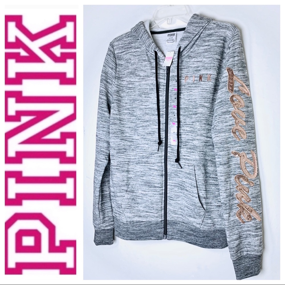 NEW PINK Victoria’s Secret Sequins Bling Hoodie